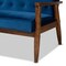 Baxton Studio Sorrento Blue Velvet Upholstered Walnut Finished Wooden 3-seater Sofa 160-9940 - alternate 7